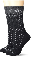 Columbia women's two-pack wool crew socks in black—moisture-wicking comfort for daily wear.