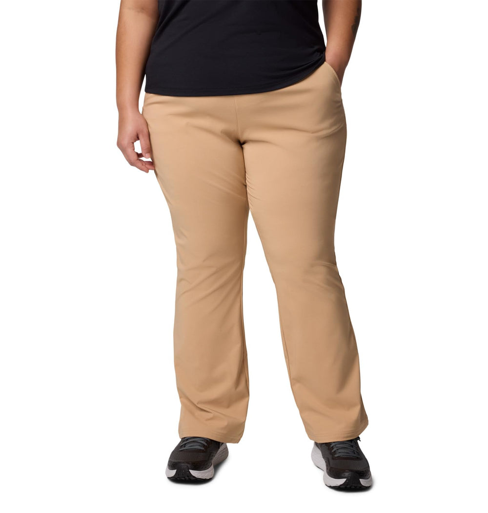 Columbia All Seasons Bootcut Pant Canoe front view shows sun protection and sleek silhouette.
