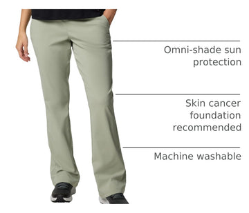 Columbia all-seasons bootcut pant Safari - Omni-Shield stain and rain resistance in action.