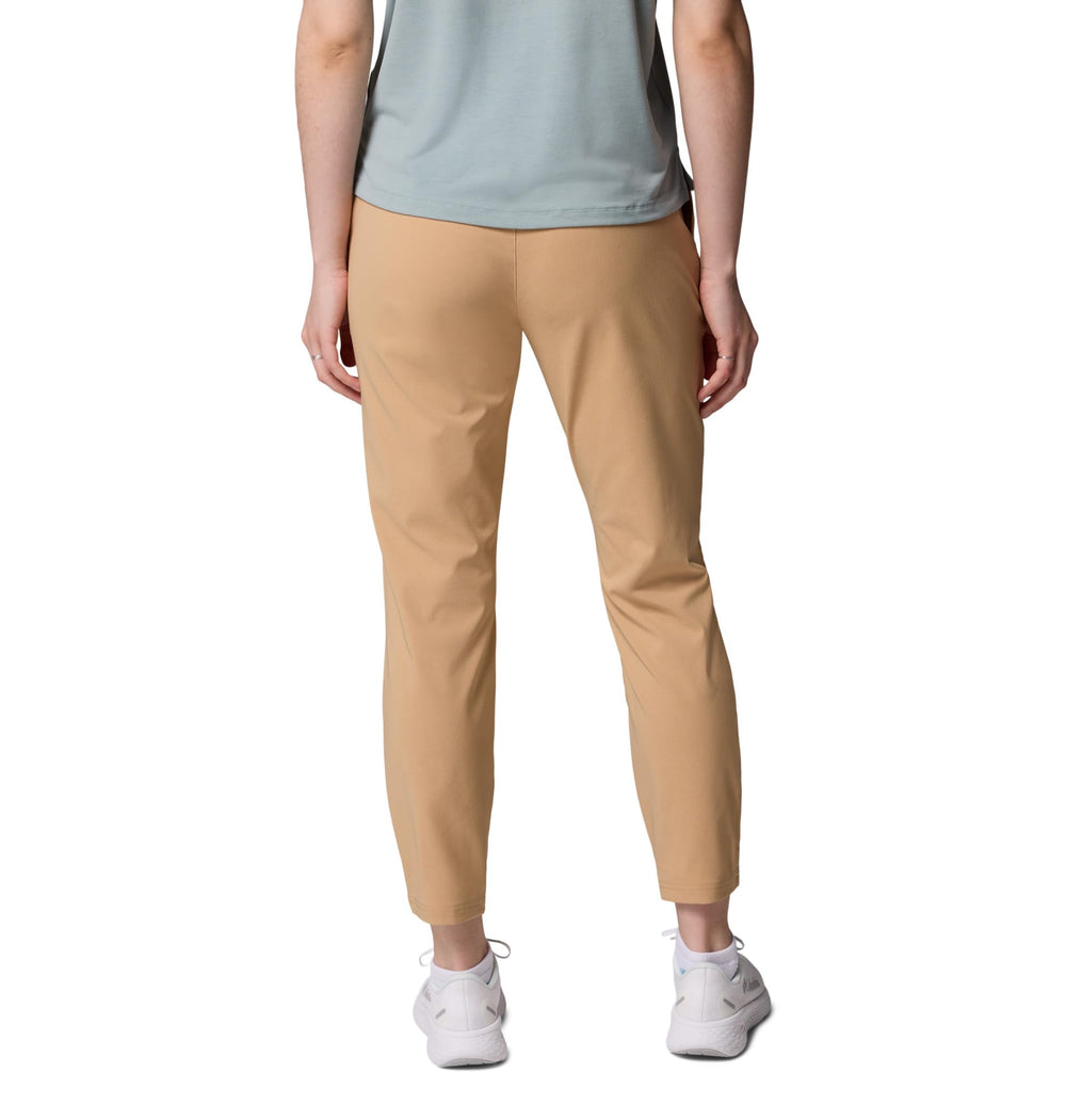 Columbia women's all-seasons slim pull-on pant canoe side view showing lightweight comfort