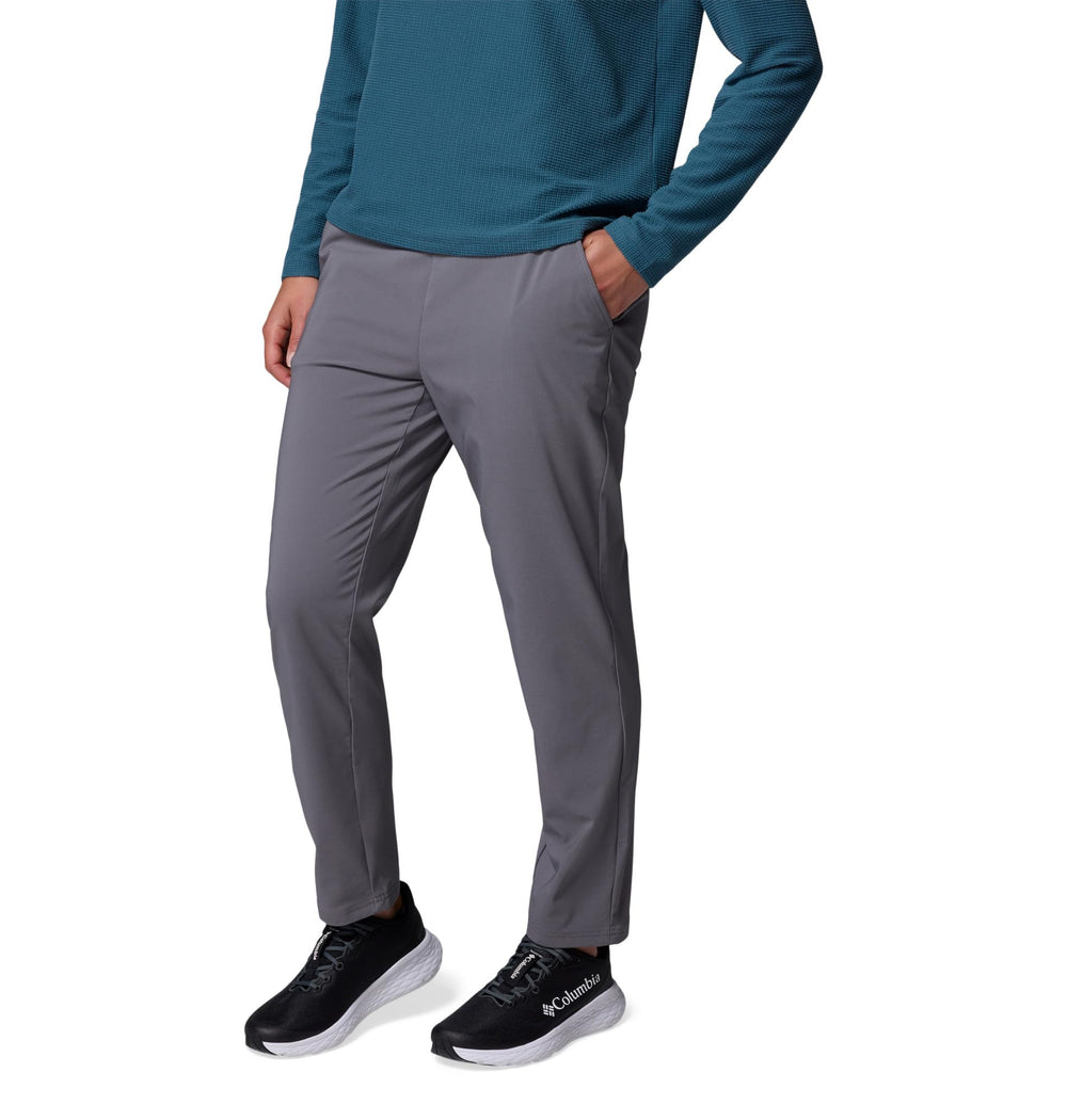 Columbia All Seasons Slim Pull-On Pant City Grey waistband close-up for secure comfort.