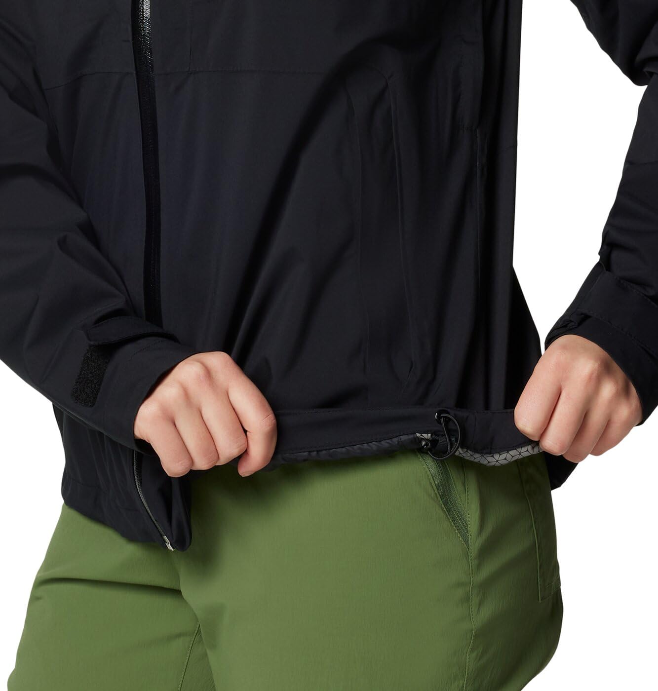 Bonded hood brim on Columba Ampli-Dry II Shell for streamlined rain protection