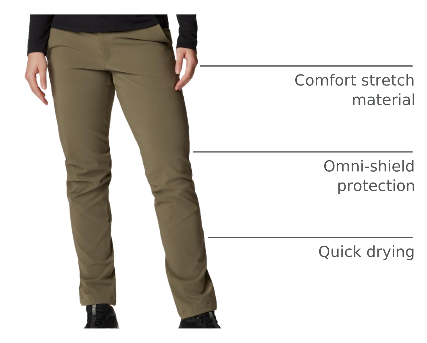 Columbia Women's Back Beauty Softshell Pant cuff-detail emphasizes adjustable fit and security.
