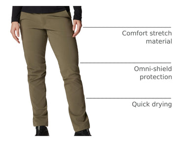 Columbia Women's Back Beauty Softshell Pant cuff-detail emphasizes adjustable fit and security.
