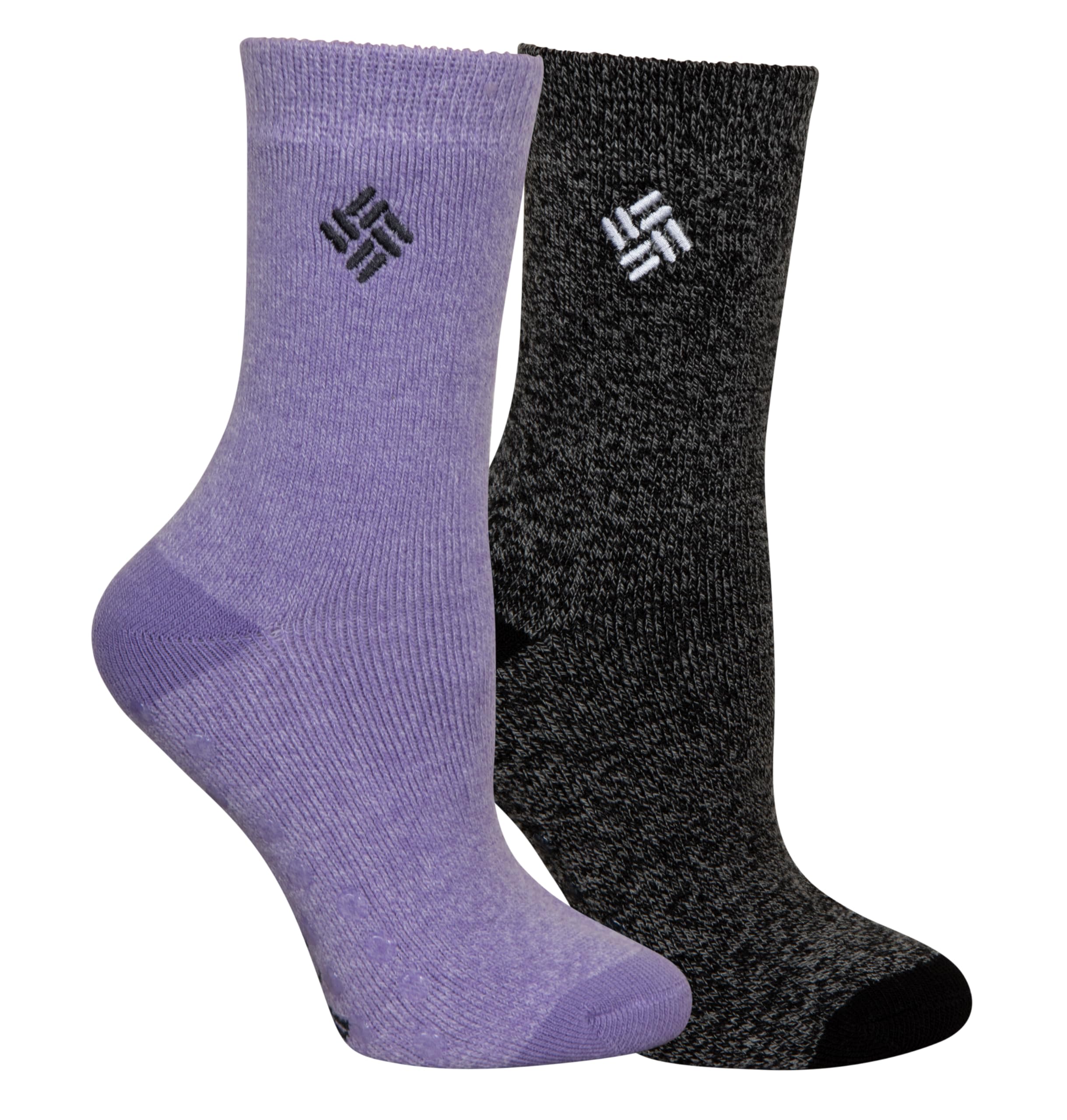 Columbia Women's Lounge Crop Crew Socks purple-black, moisture-wicking for all-day comfort