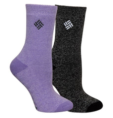 Columbia Women's Lounge Crop Crew Socks purple-black, moisture-wicking for all-day comfort