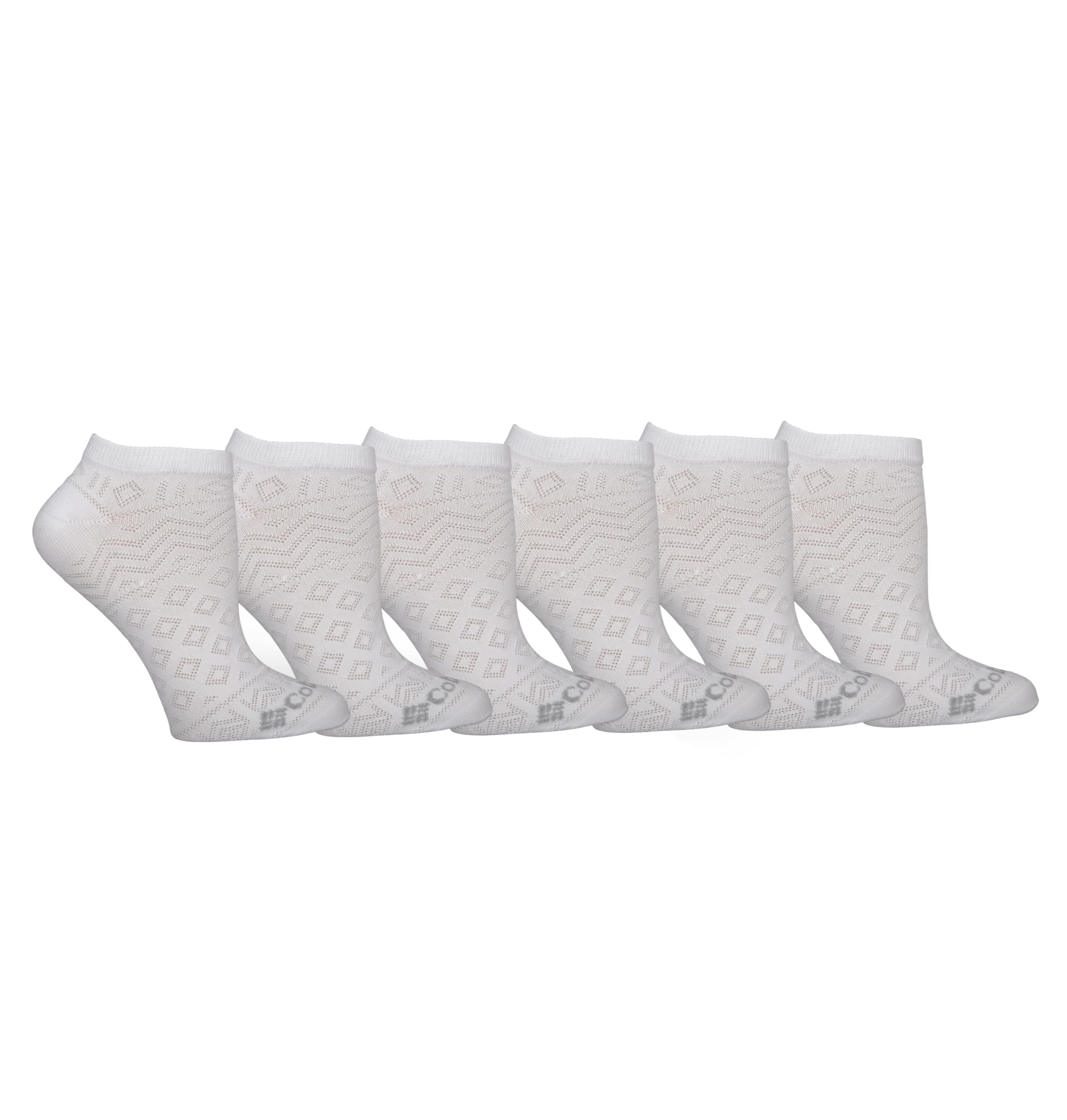 Columbia women's mesh lightweight no-show socks in white for all-day dry comfort and casual hiking.