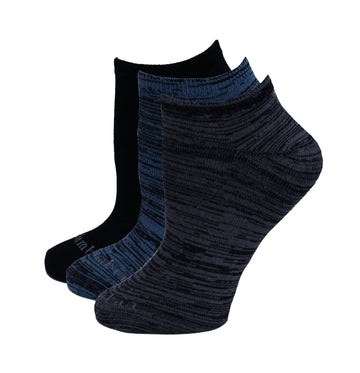 Columbia Women's No Show Socks 3-pack in Black/Sea Wave for moisture-wicking comfort during workouts