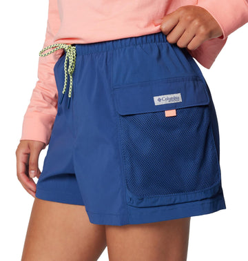 Columbia PFG Open Water Short carbon action shot invokes versatile use from beach to trail.