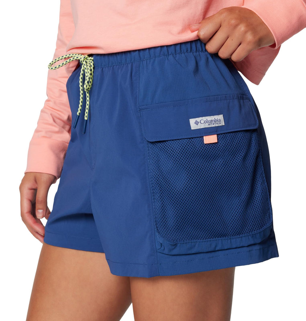 Columbia PFG Open Water Short carbon action shot invokes versatile use from beach to trail.