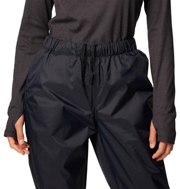 Columbia Womens Storm Surge II rain pant mesh lining enhances comfort in wet weather.