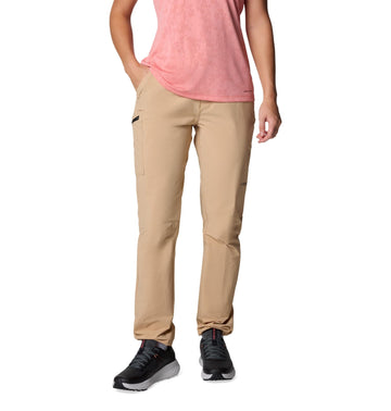 Columbia Women's Summit Valley Pant II Canoe front view showing stretch nylon for active comfort.