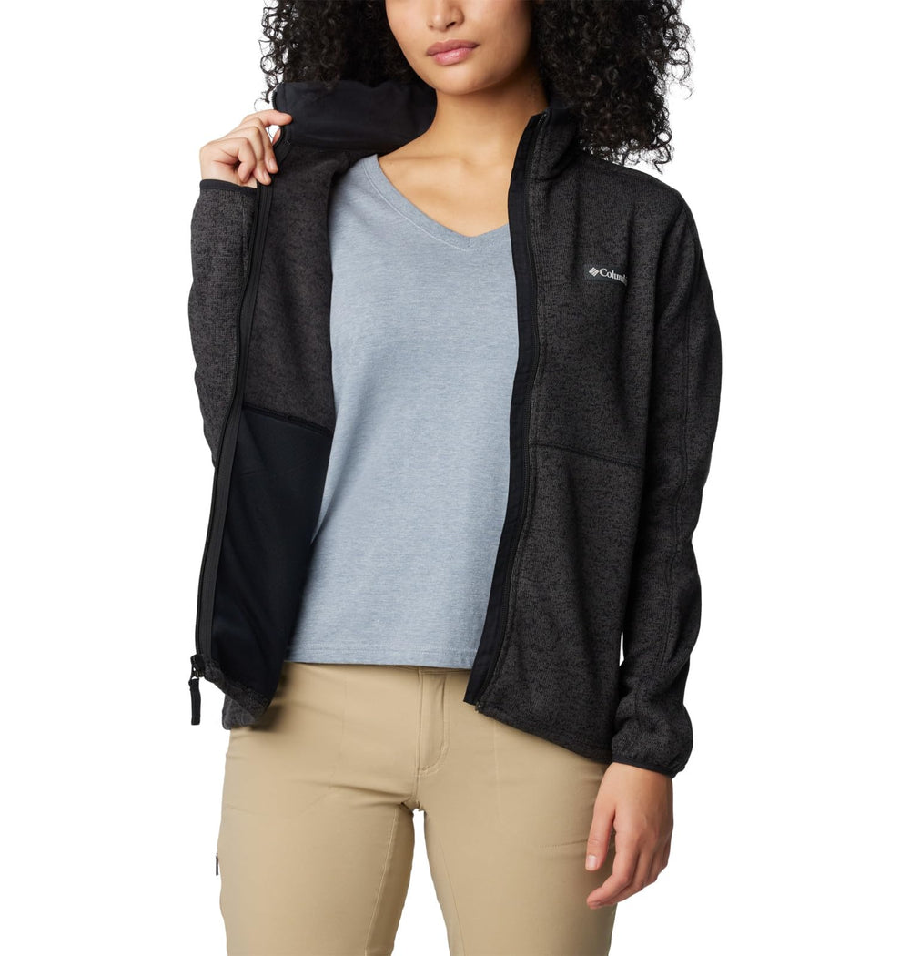 Columbia Women's Sweater Weather II fleece jacket in black Heather, timeless casual layer.