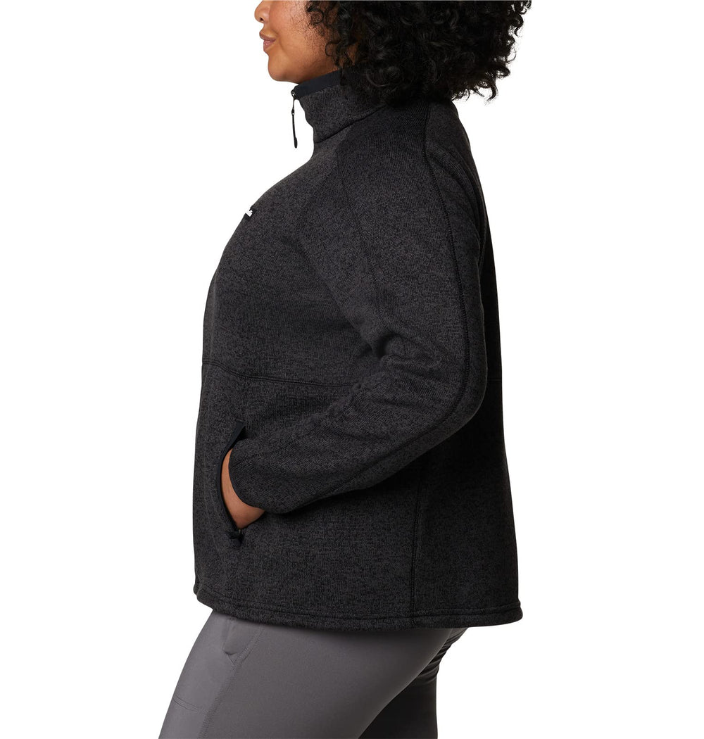 Columbia Women's Sweater Weather II fleece jacket casual style look with jeans.