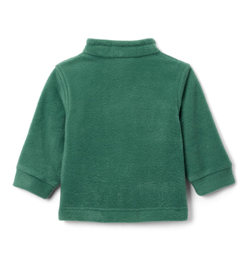 Columbia Youth Steens Mountain II fleece jacket Rain Forest sleeve detail demonstrates soft, flexible warmth