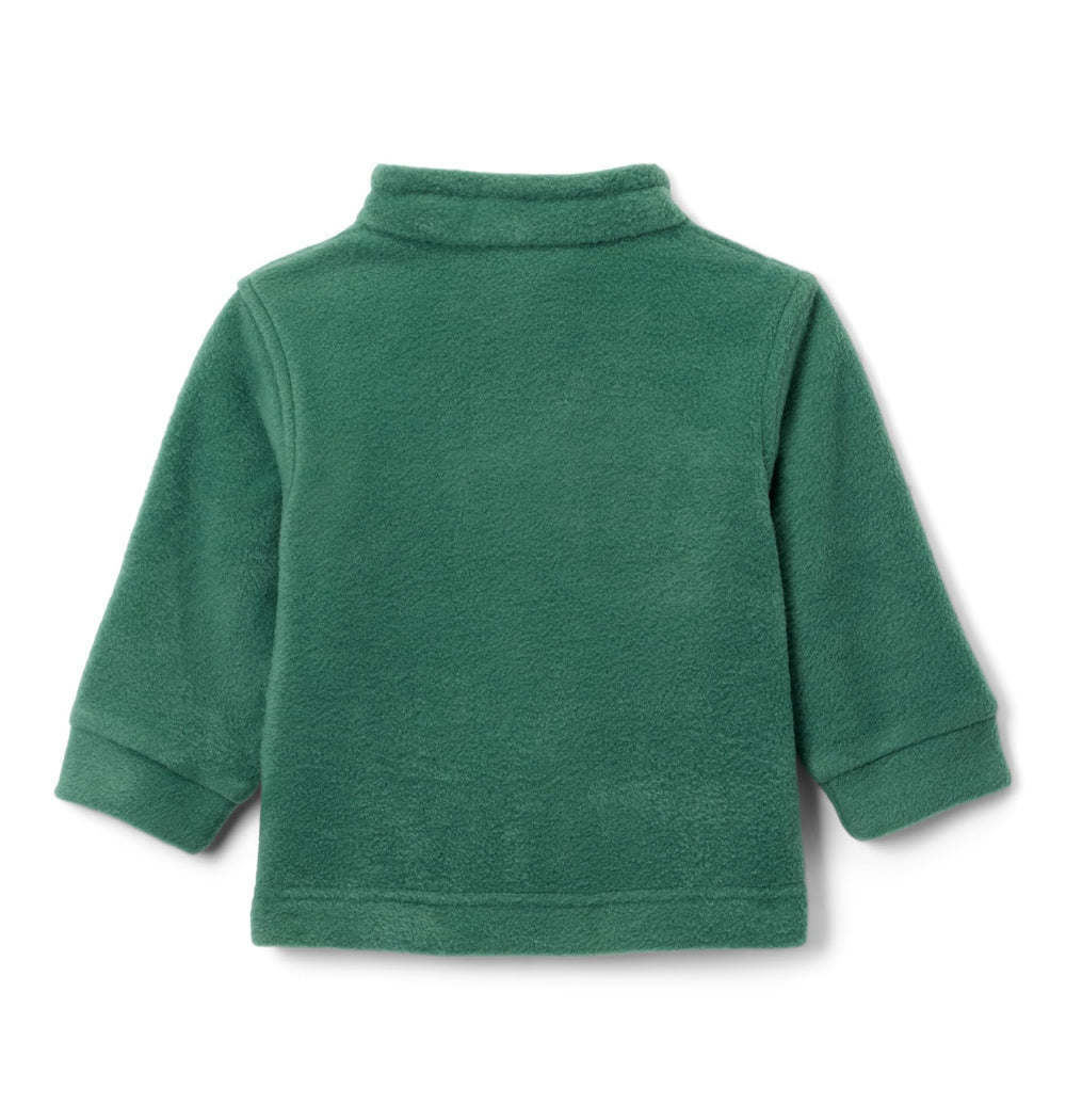 Columbia Youth Steens Mountain II fleece jacket Rain Forest sleeve detail demonstrates soft, flexible warmth