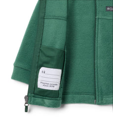Columbia Youth Steens Mountain II fleece jacket Rain Forest zipper pockets highlight secure storage