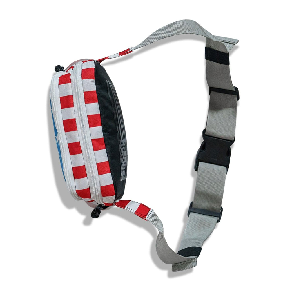 Combat Iron fanny pack with outer carry loops for versatile, on-the-go wearing.