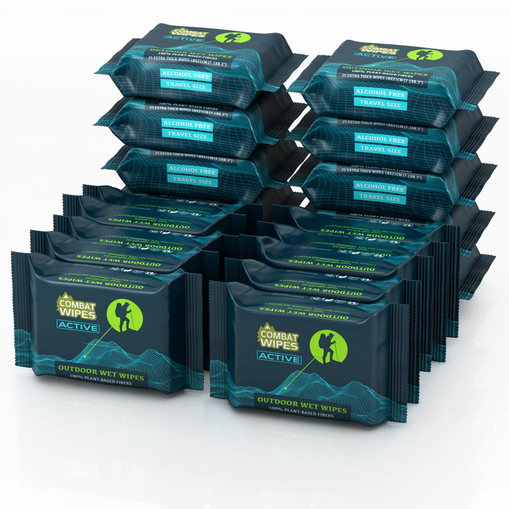 Combat Wipes ACTIVE pack in action outdoors for quick cleanup.