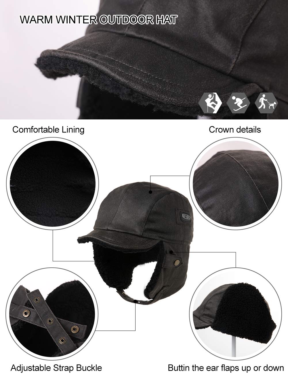 Comhats Aviator Hat 2-inch brim close-up highlights floppy brim for sun and wind.