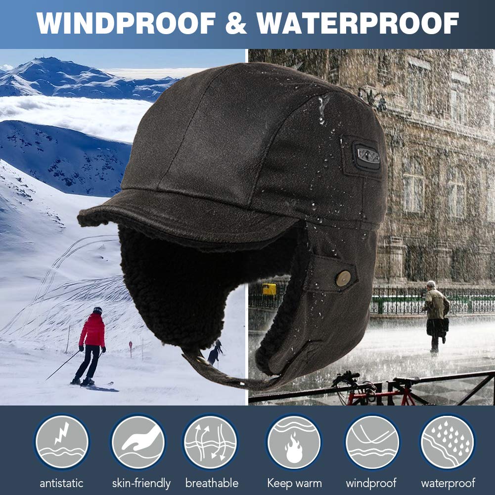 Comhats Aviator Hat earflaps-down image emphasizes warm ears and face protection.