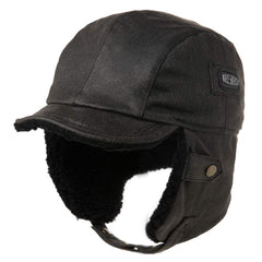 Comhats Aviator Hat front view highlights premium faux leather and cozy winter warmth.