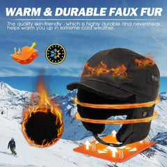 Comhats Aviator Hat side profile in black showcases durable construction for windy days.