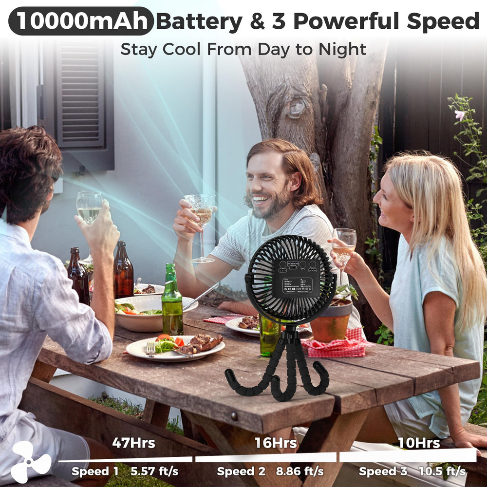 COMLIFE camping fan 360-degree rotation delivers targeted airflow.