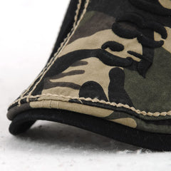 Close-up of 100% cotton camouflage patchwork fabric