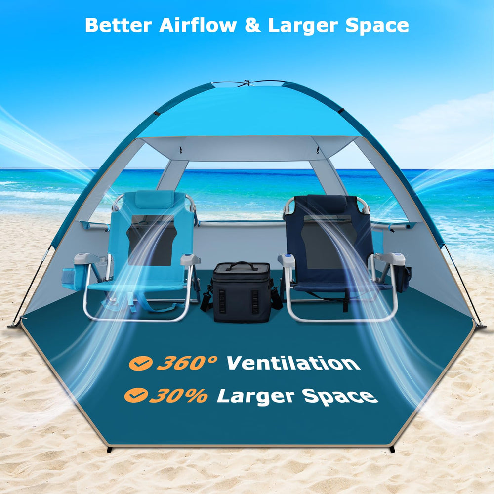 COMMOUDS beach tent 360° ventilation with lockable mesh windows