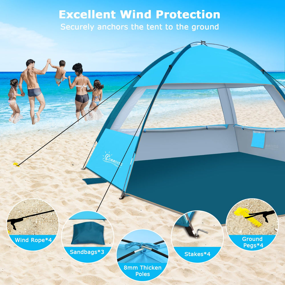 COMMOUDS beach tent easy-setup folding design for portability