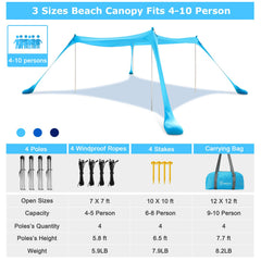 COMMOUDS pop-up beach shelter delivers quick shade on sunny days.