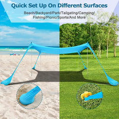 COMMOUDS sandbags and anchors secure shade on sandy beaches.