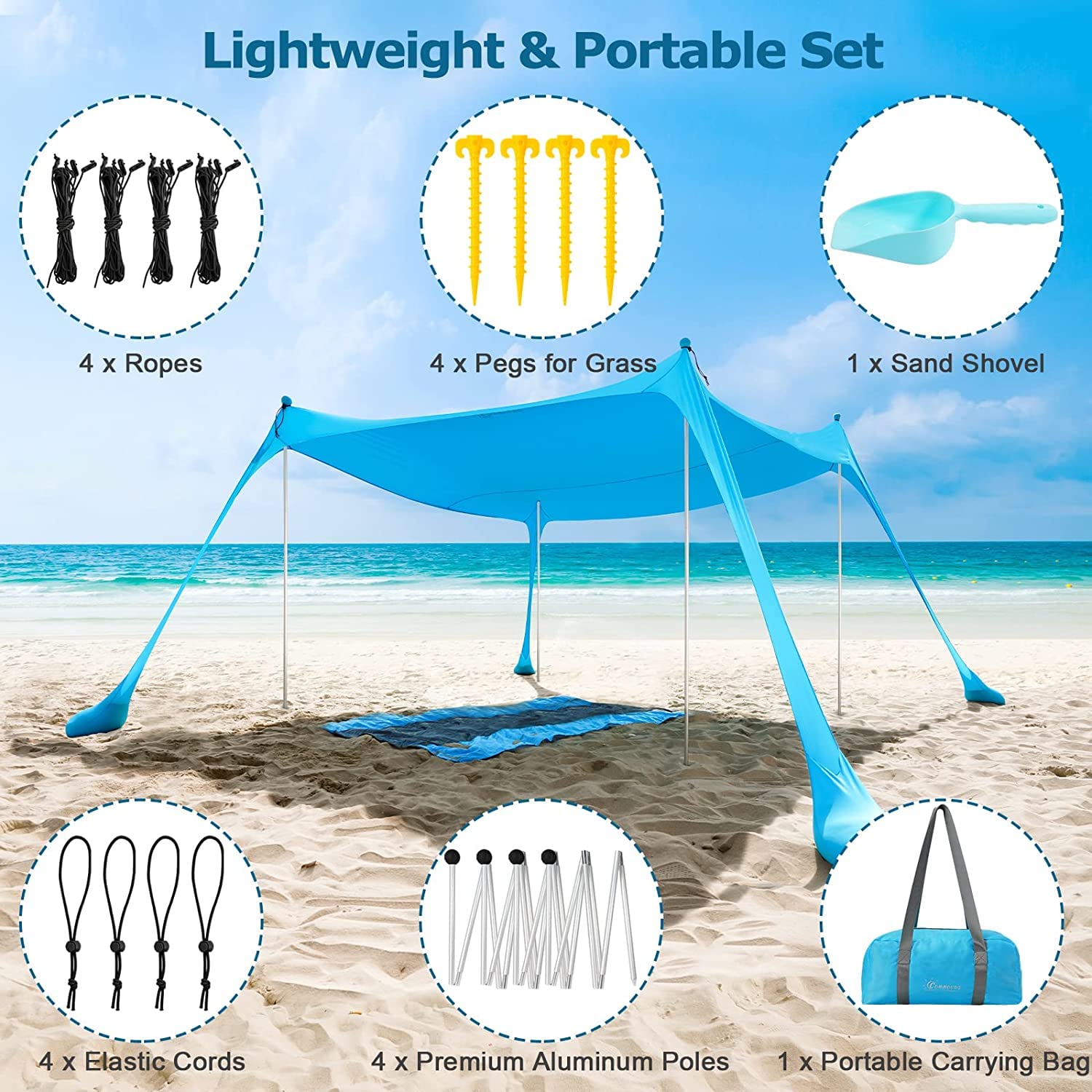 COMMOUDS UPF50+ fabric blocks UV rays for sun safety.