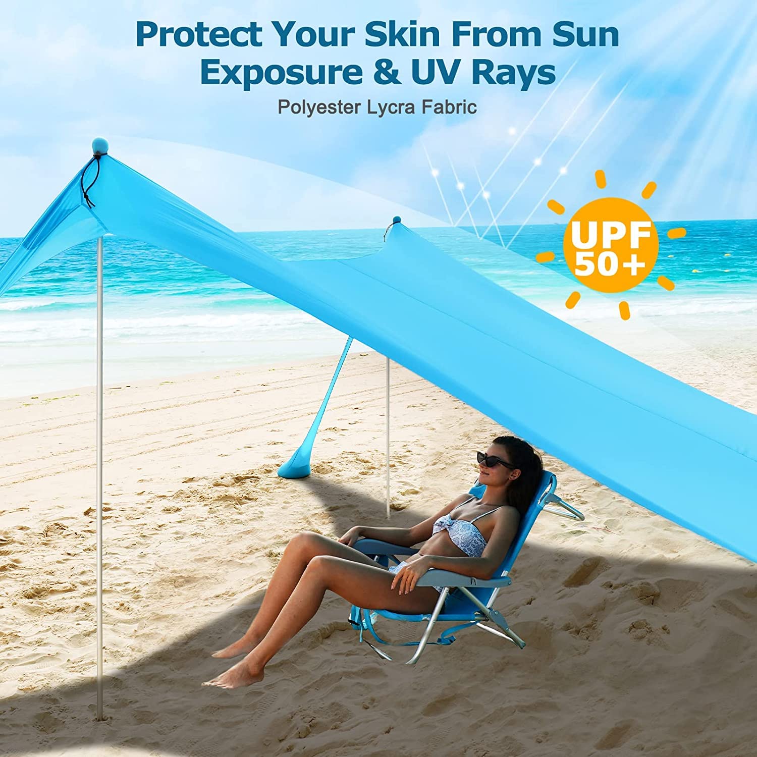 COMMOUDS windproof tent with sturdy poles stays upright in breeze.