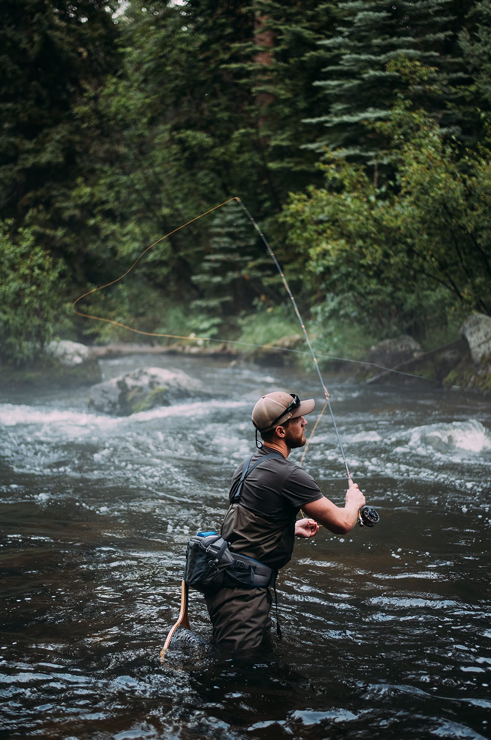Compass 360 Deadfall wader pocket and belt setup for secure gear on river trips.