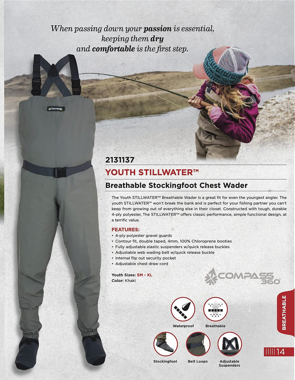 Compass 360 Kid's Stillwater booties with 4mm neoprene keep feet warm and comfortable.