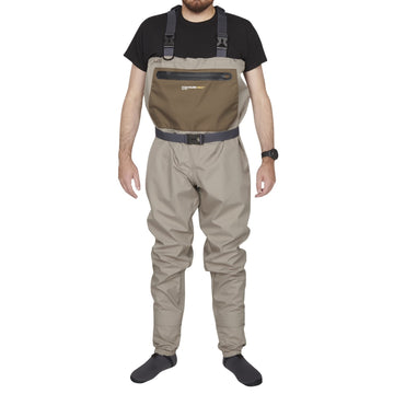 Compass 360 Stillwater II STFT wader top-entry pocket highlights convenient storage on site