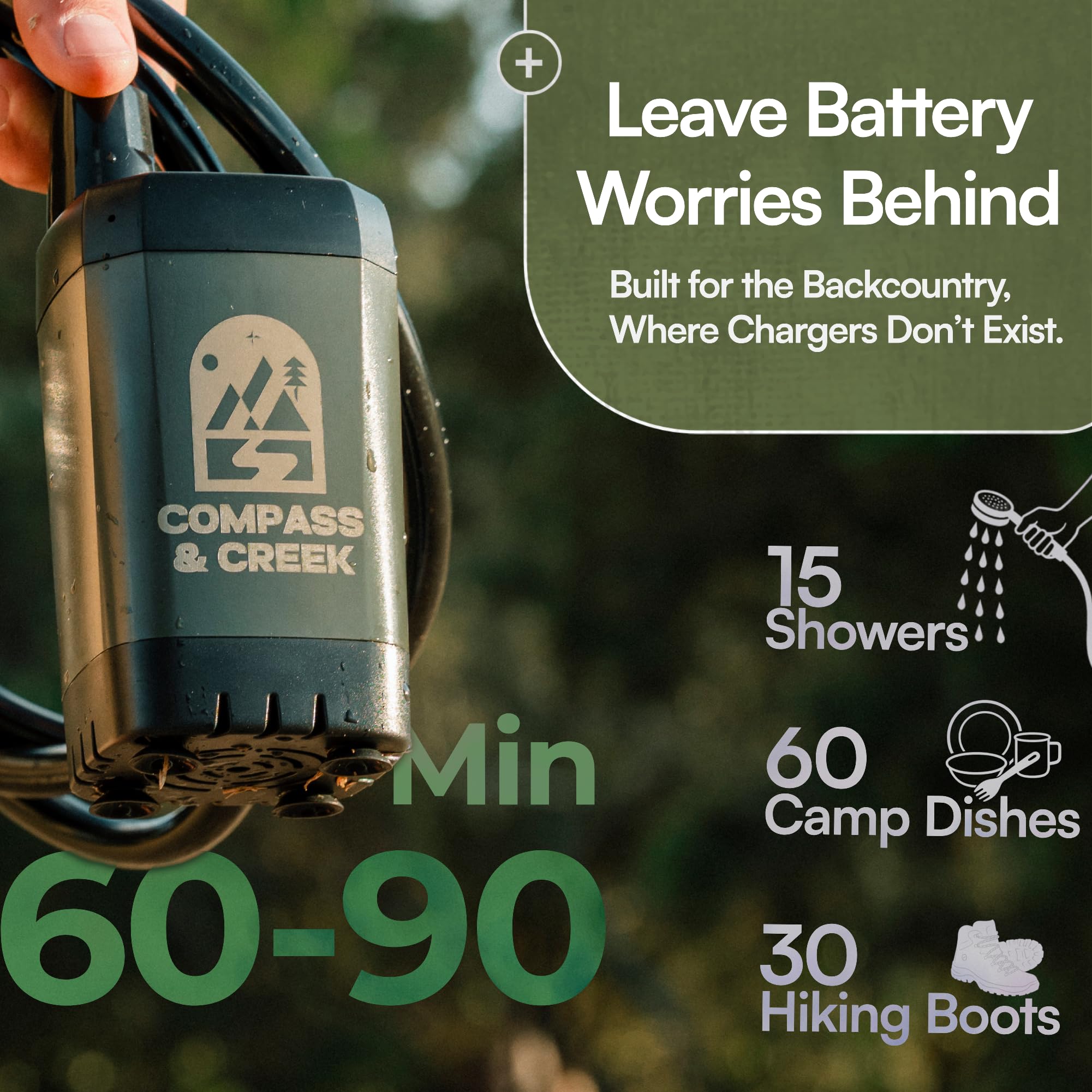 Compass & Creek collapsible bucket 3-9 gallon setup for off-grid water storage.