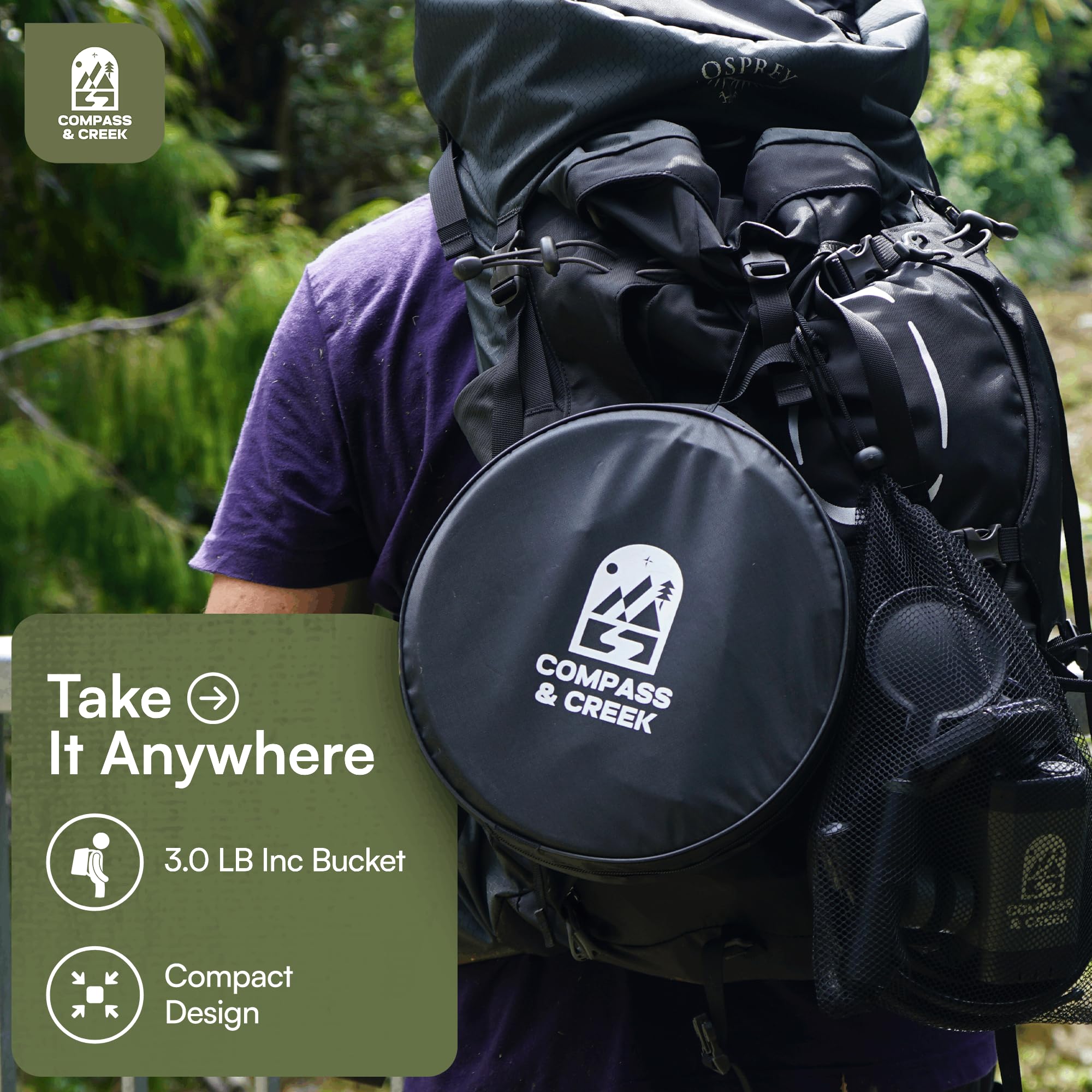 Compass & Creek compact durable outdoor kit ideal for off-grid showers.