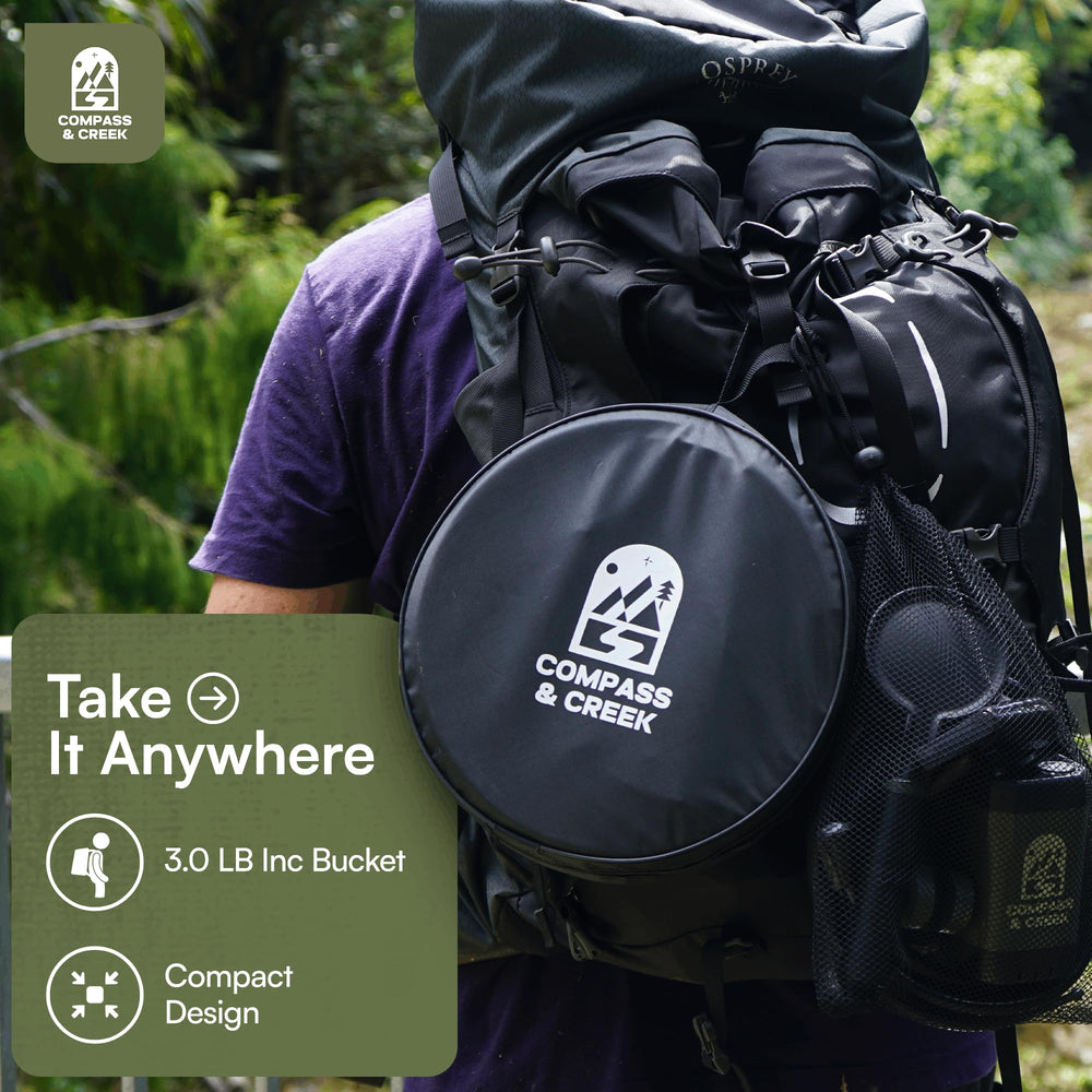 Compass & Creek compact durable outdoor kit ideal for off-grid showers.