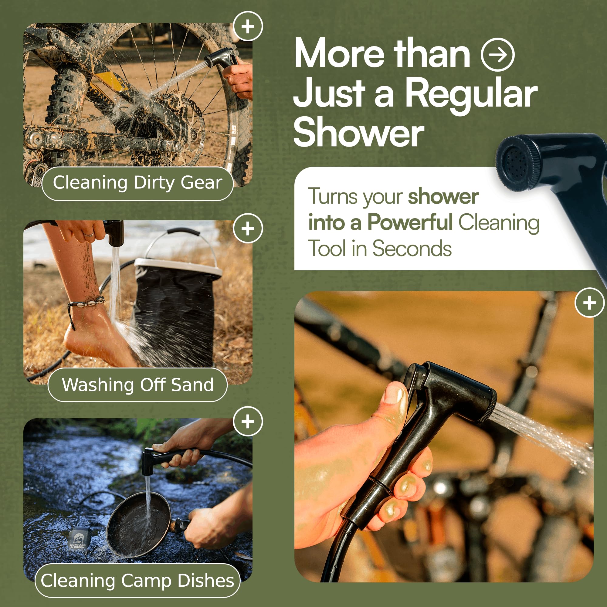 Compass & Creek rechargeable pump with 90 minute battery for remote trips.