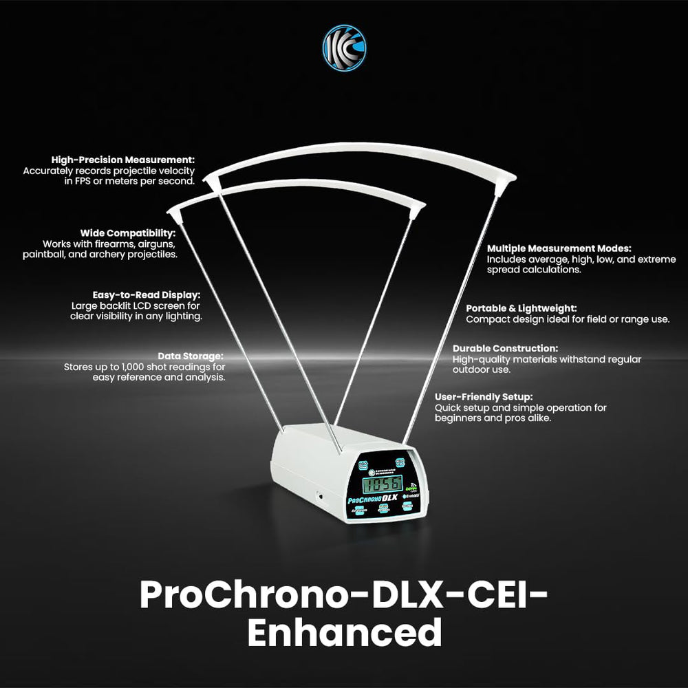 Competition Electronics ProChrono DLX in-use shot-strings capture for ballistic timing.