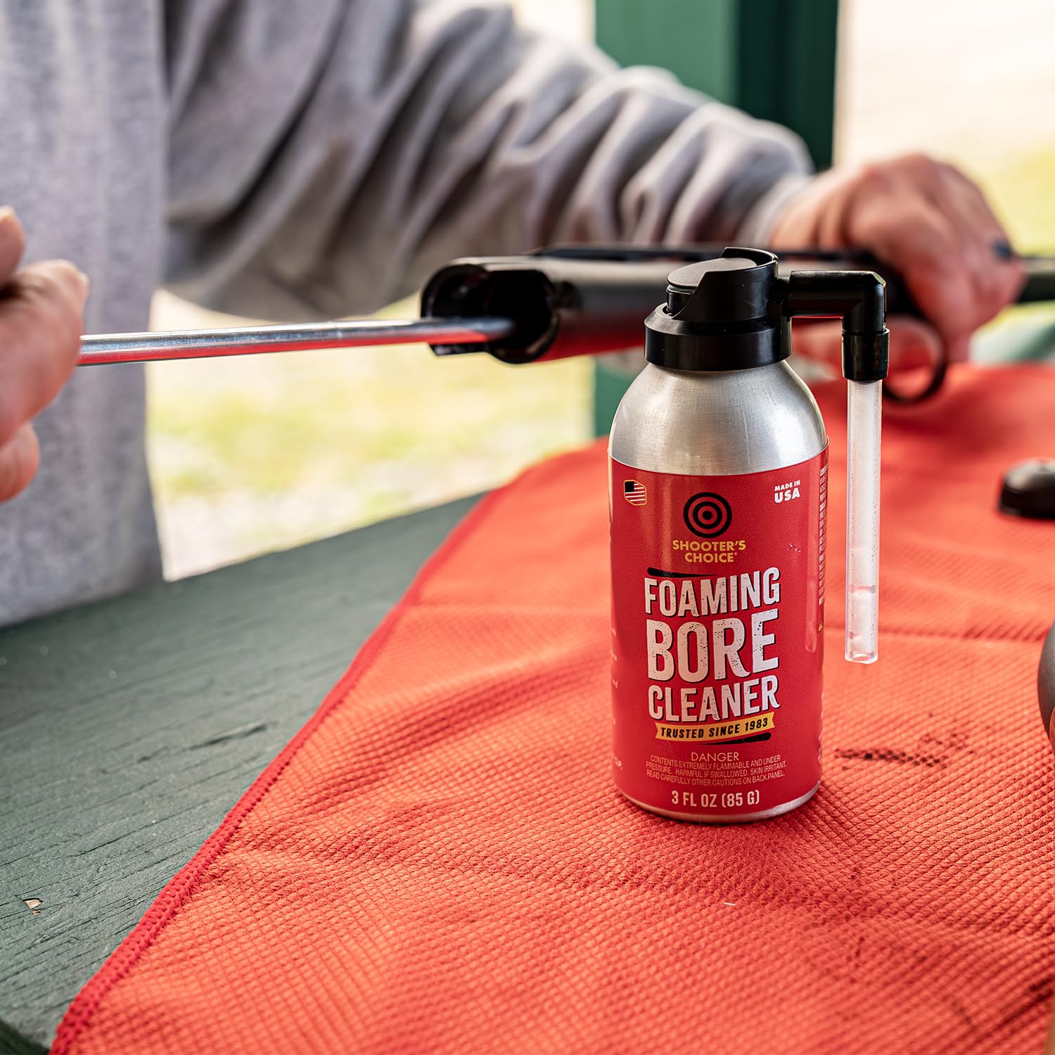 Foam expanding to fill the bore for complete cleaning