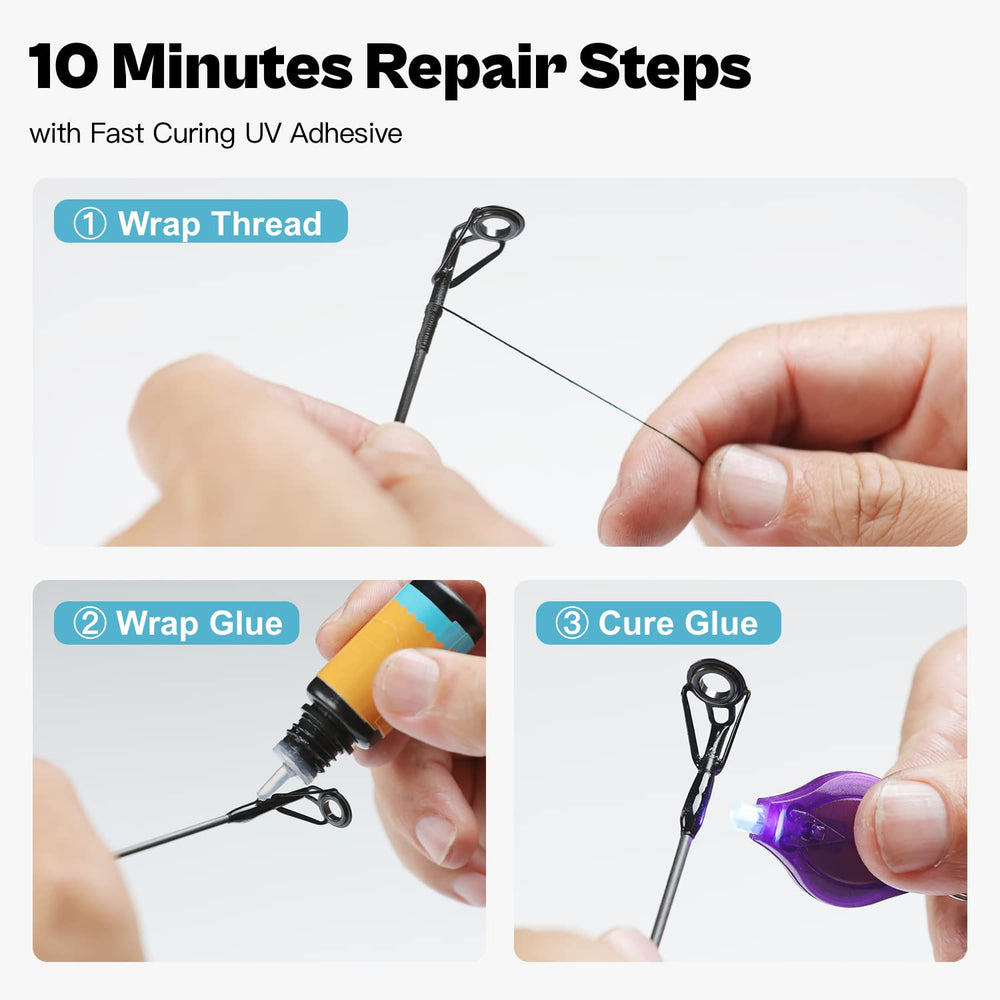 Complete contents laid out for rod tip repair kit