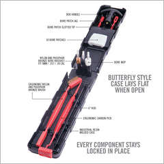 Complete pistol cleaning compact case with accessories