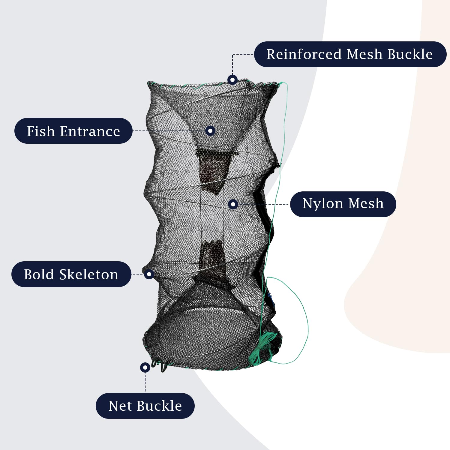 Complete fishing set including bait bag, rope and floating ring