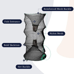 Complete fishing set including bait bag, rope and floating ring