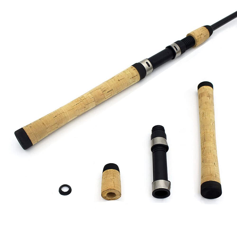 Composite cork spinning rod handle close-up