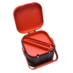 Vented lid on bait storage box to release heat